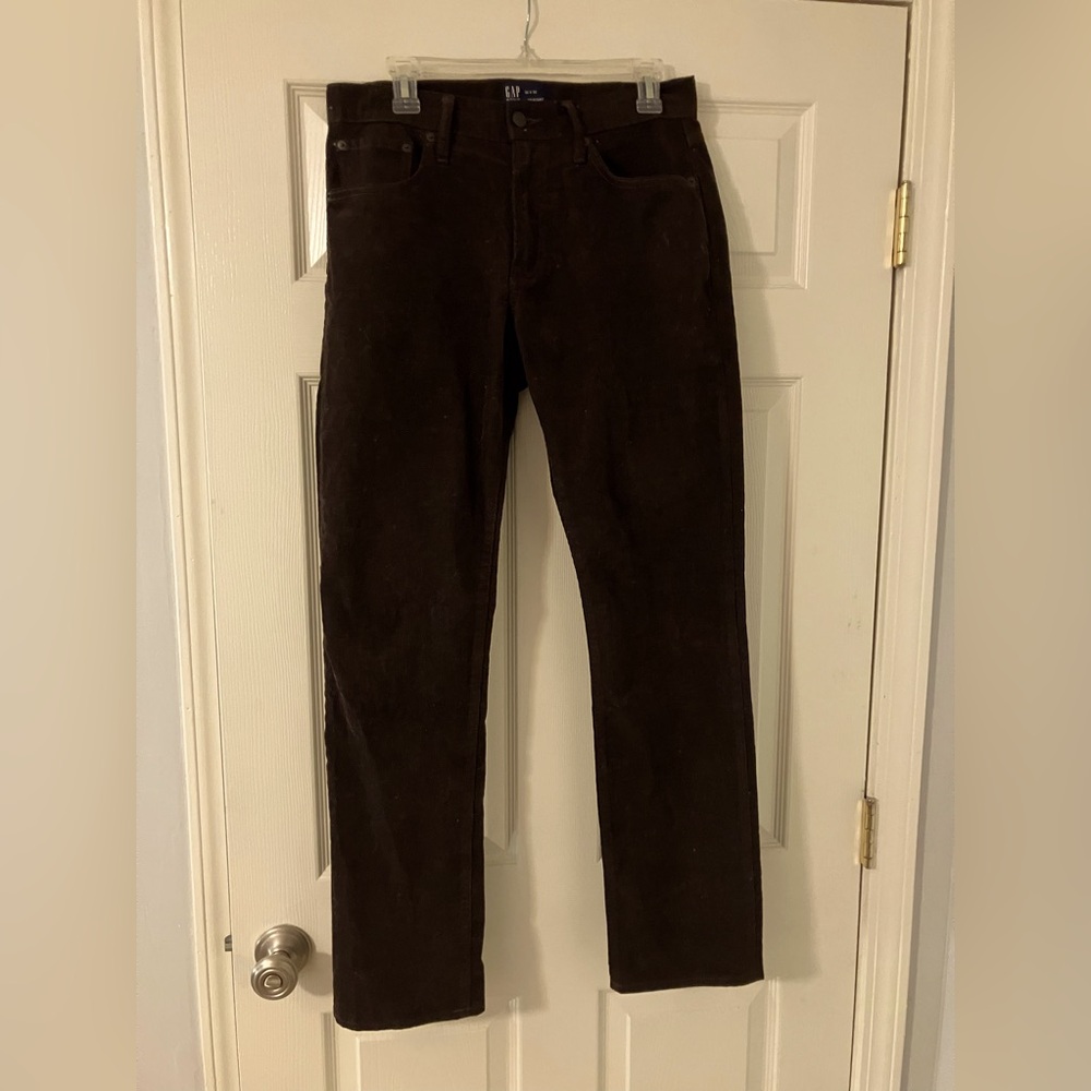 Brown Corduroy Straight Leg Pants